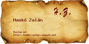 Haskó Zalán névjegykártya